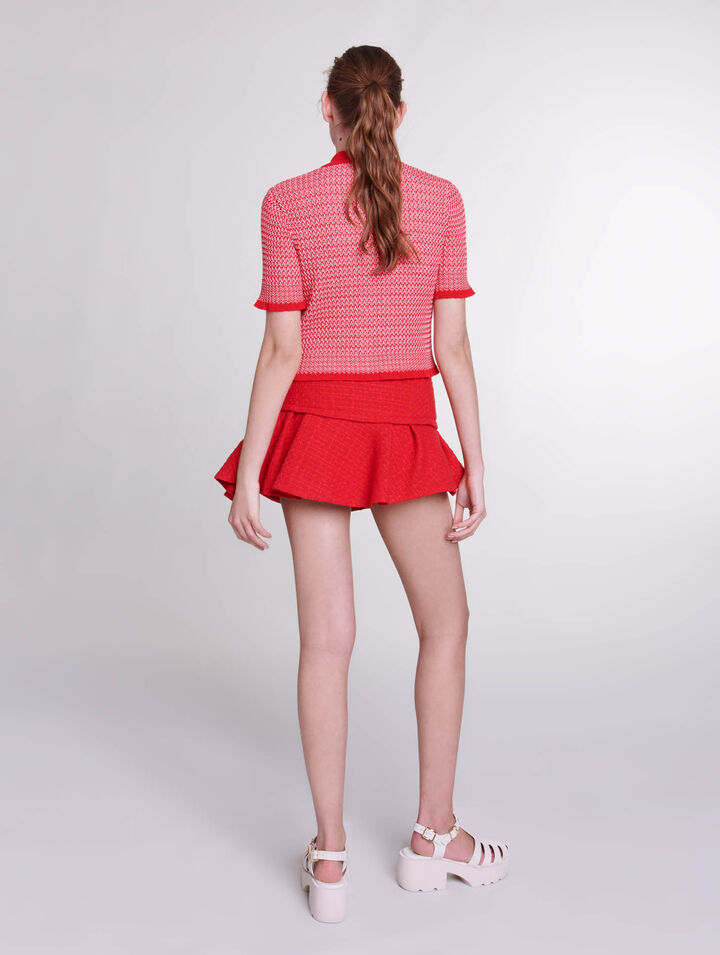 Asymmetrical tweed miniskirt