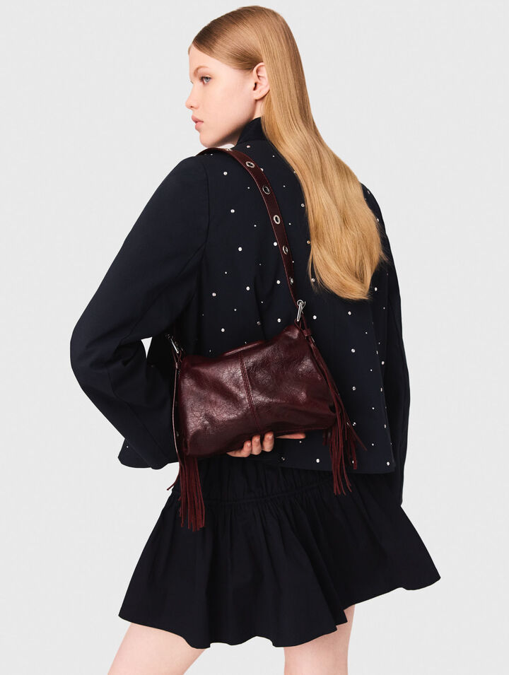 Cropped velvet collar jacket