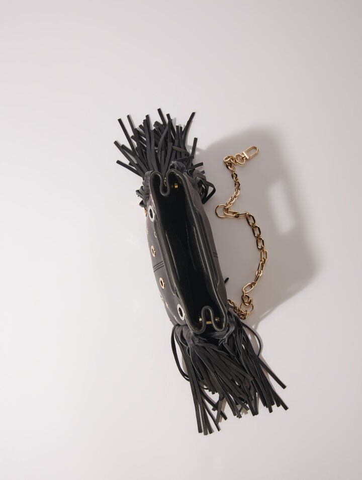 Leather M mini bag with eyelets