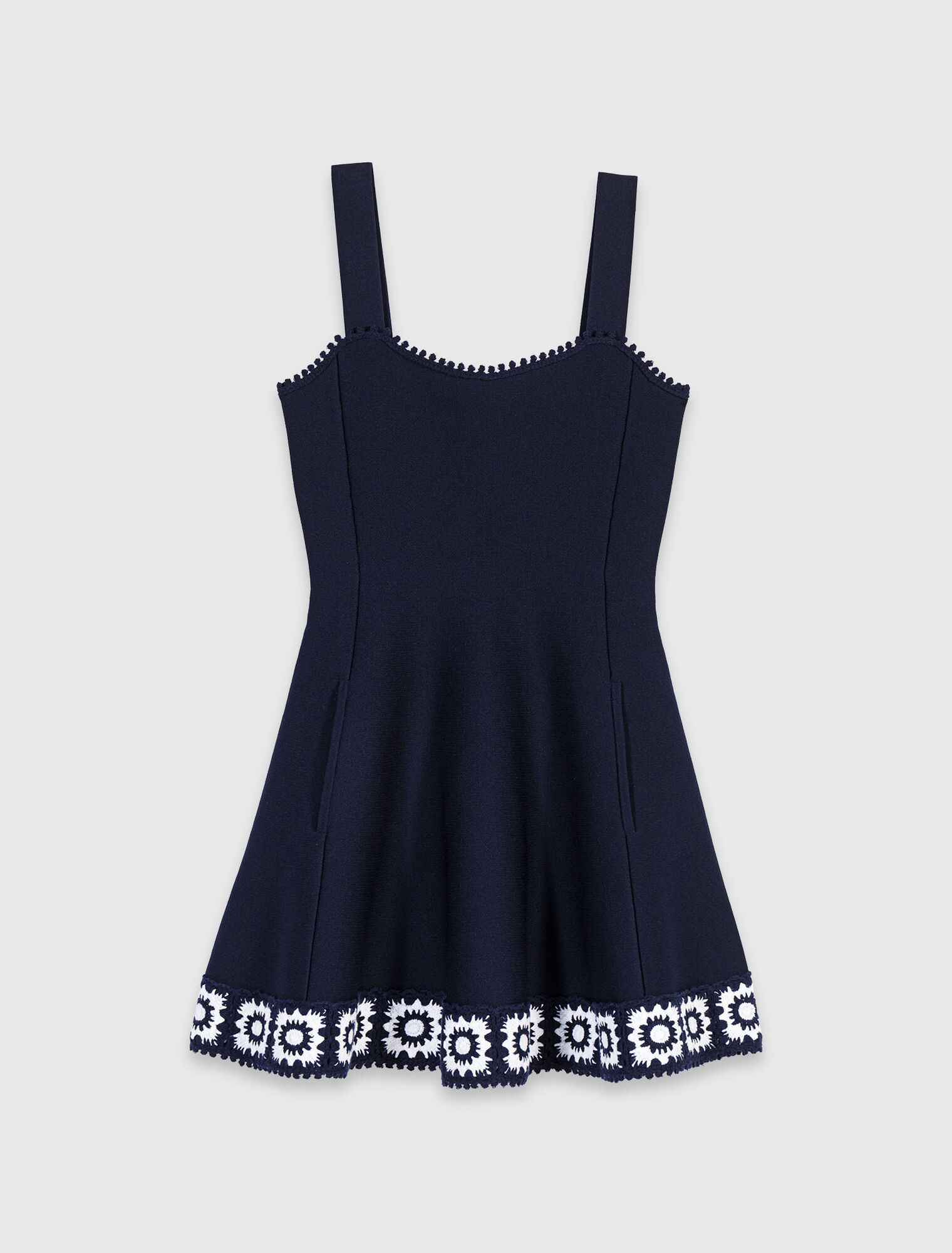 Dress with crochet panels