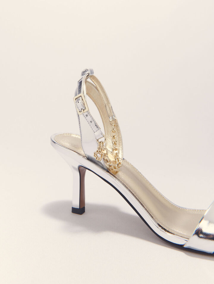 Heeled mirror leather sandals
