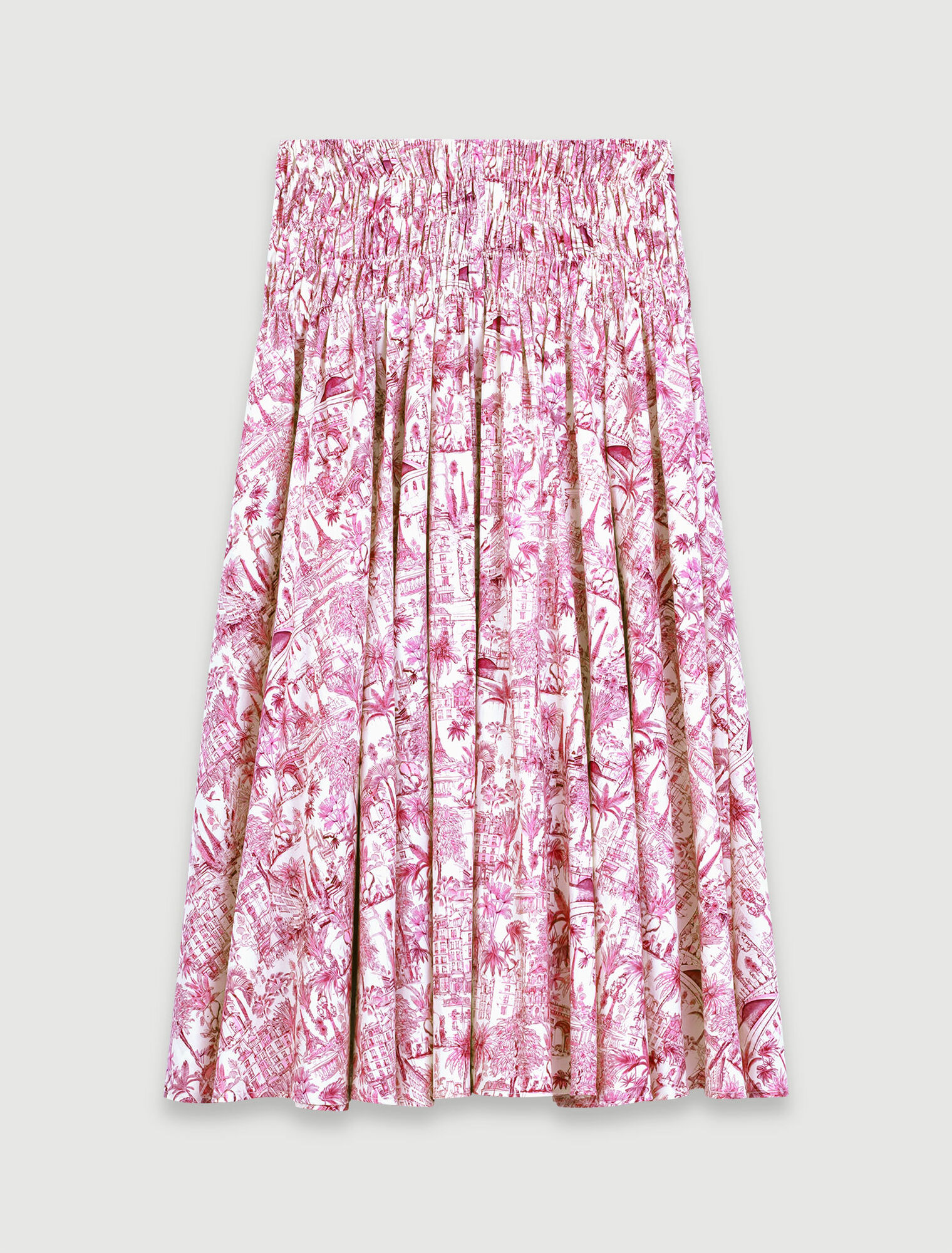 Elasticated smocked-waist skirt 