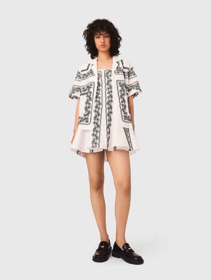 Short-sleeved embroidered shirt