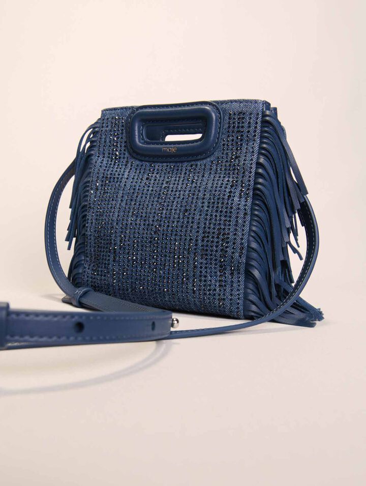 Rhinestone denim M Mini bag