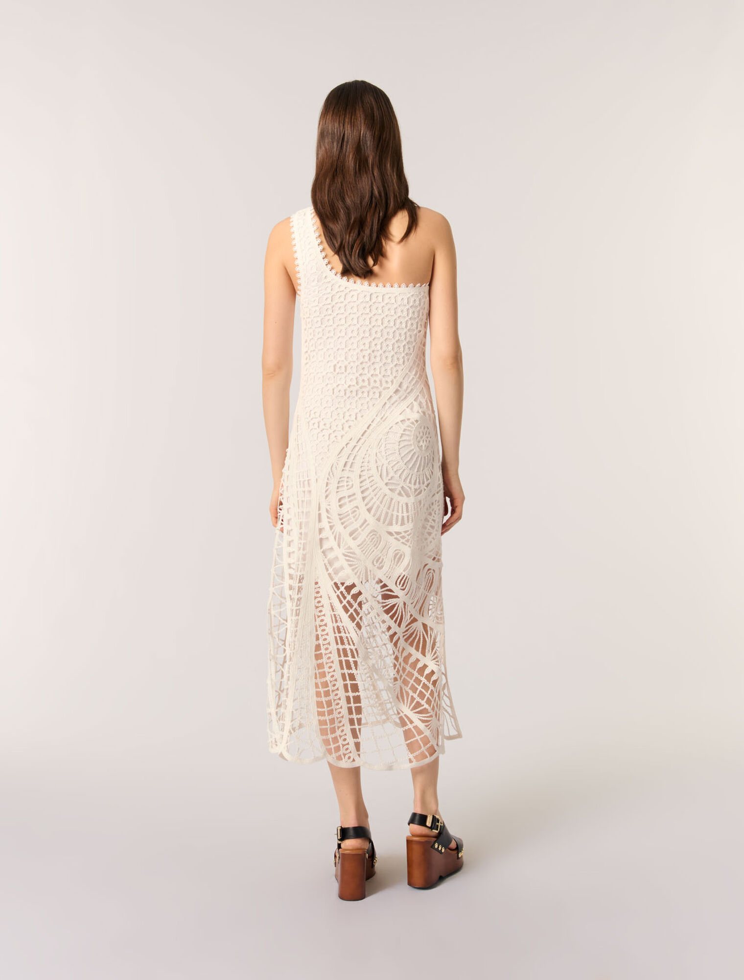 Asymmetrical crochet maxi dress