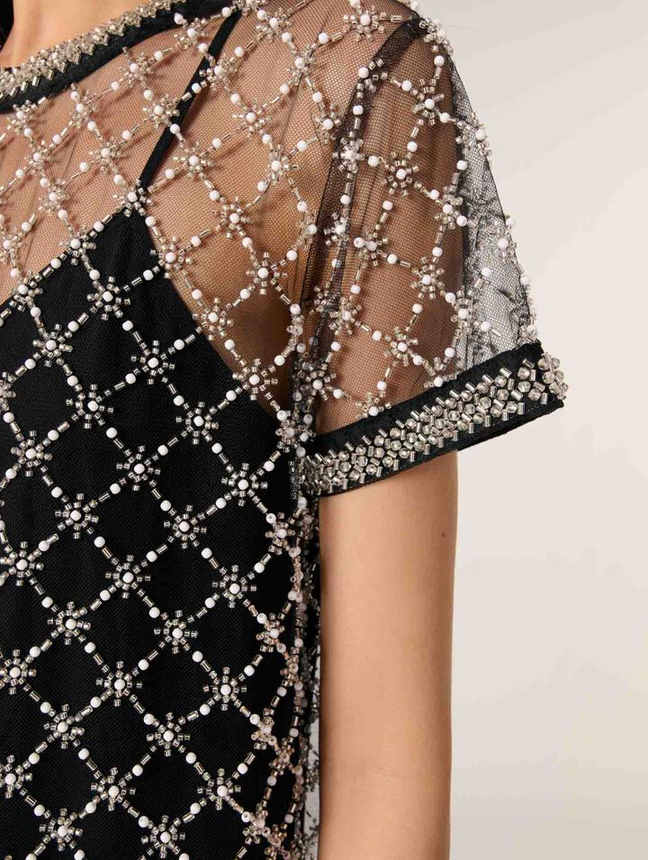 Short embroidered tulle dress