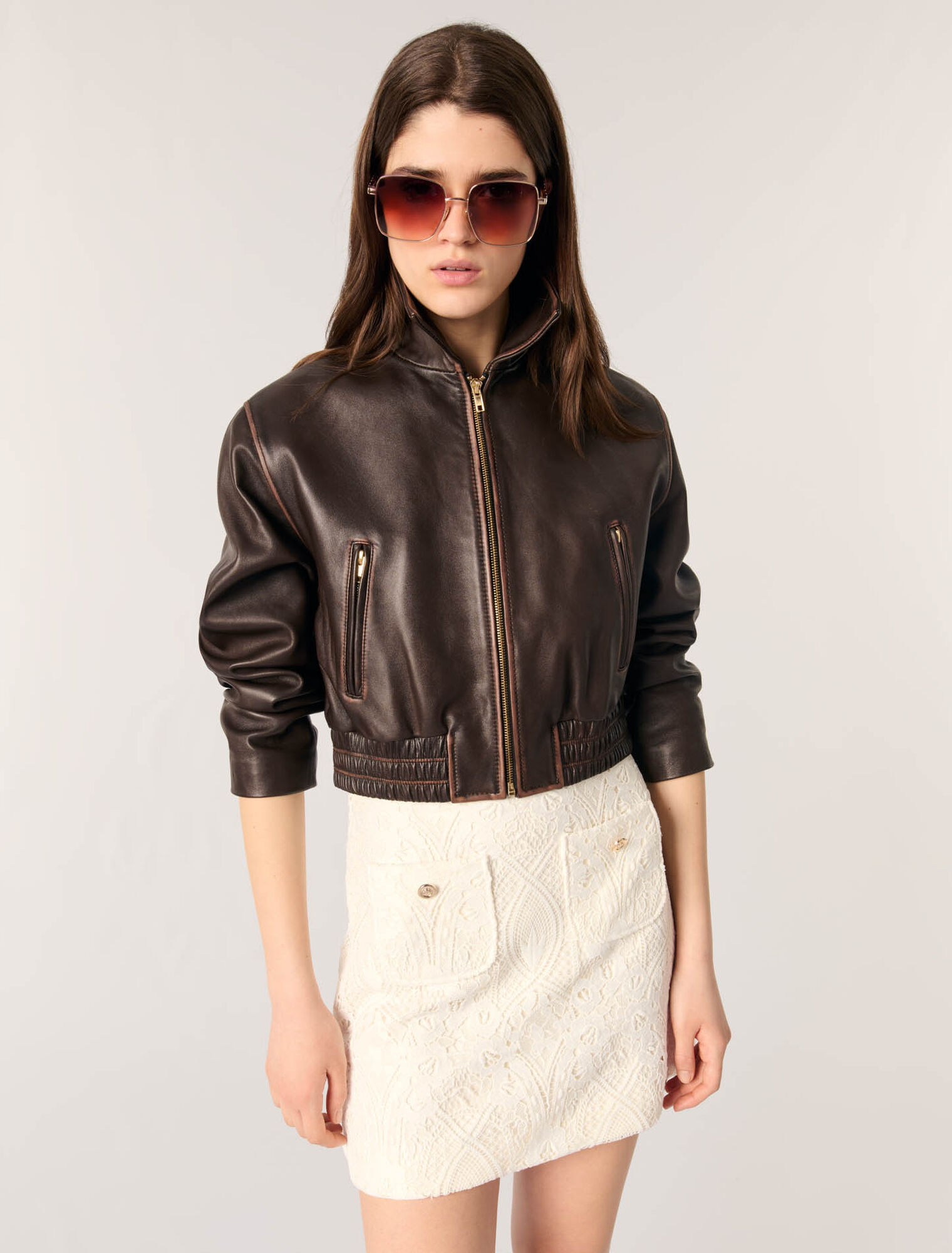 Short guipure skirt