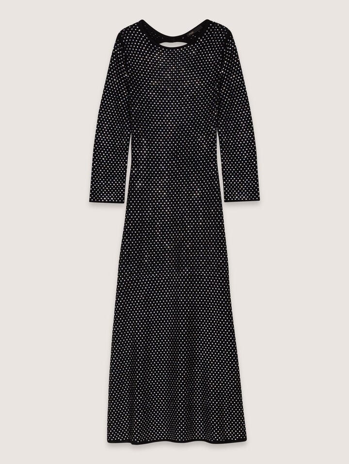 Maje Rhinestoned Maxi Dress In Black