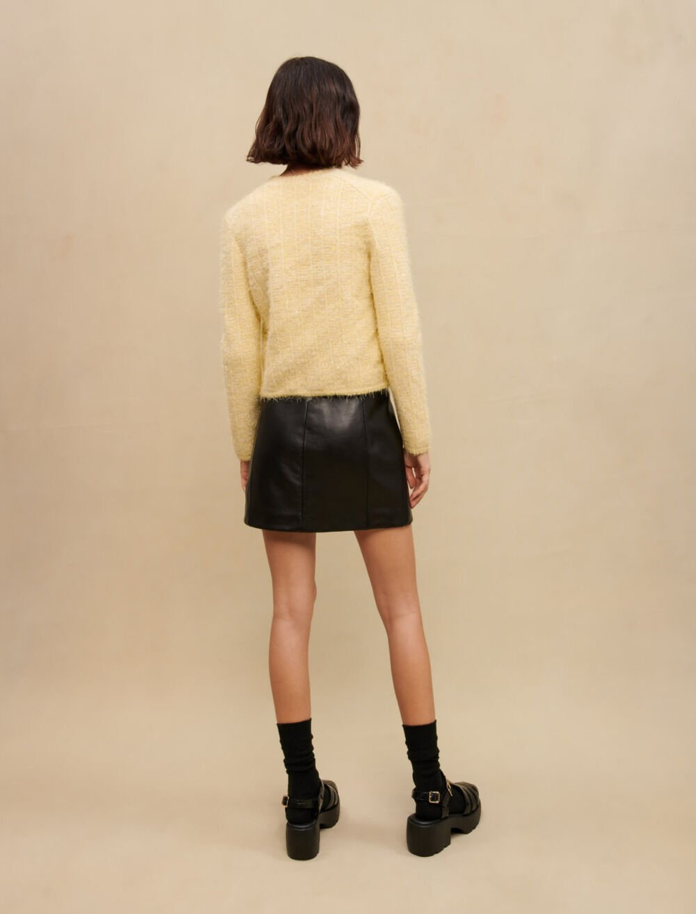 Maje jupe cuir outlet