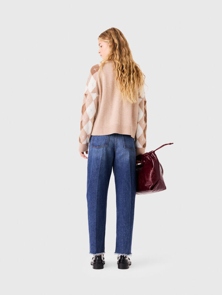 Rhinestone argyle cardigan