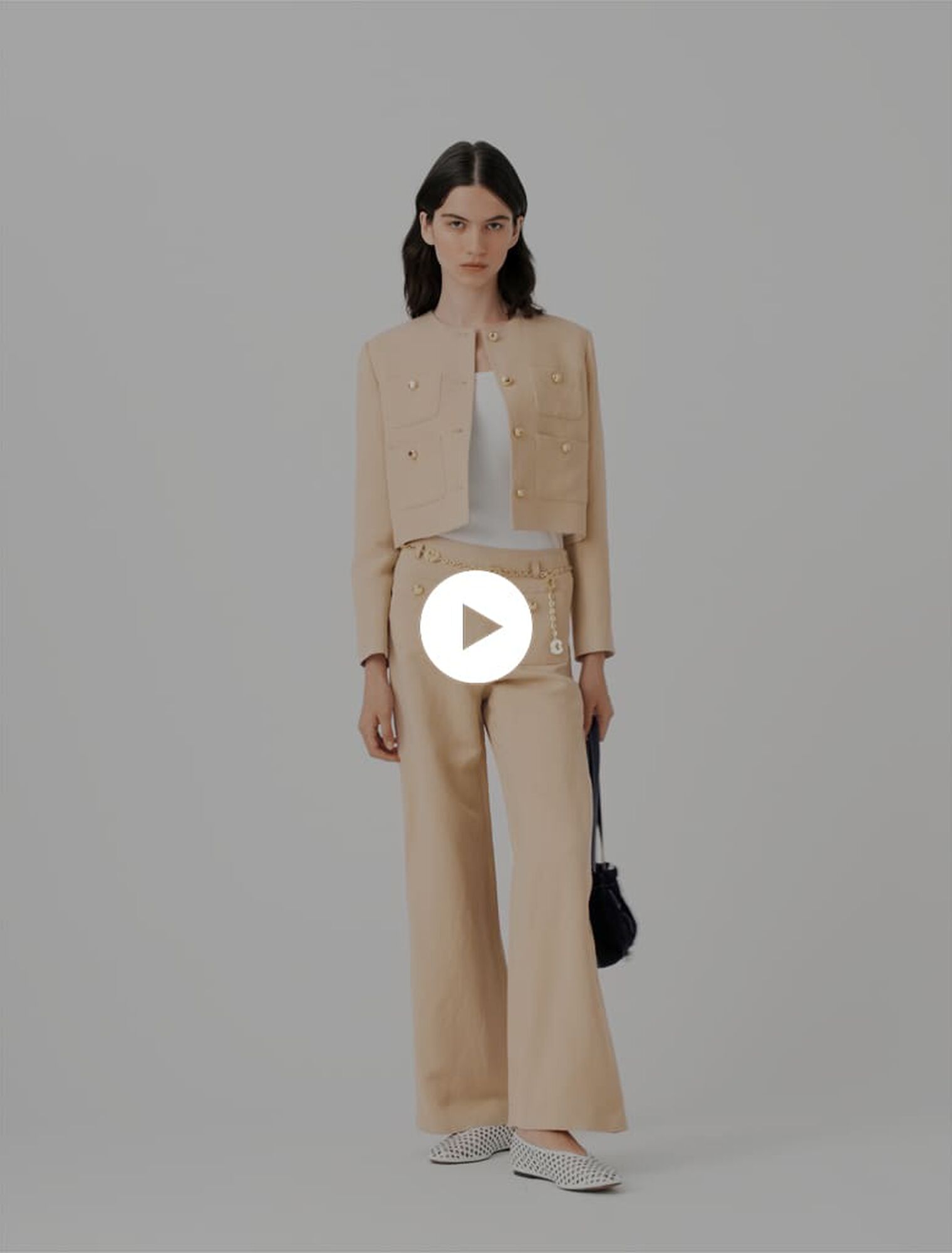 Linen blend suit trousers