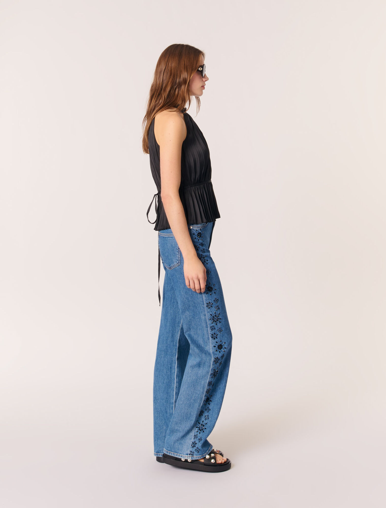 Pleated satin top