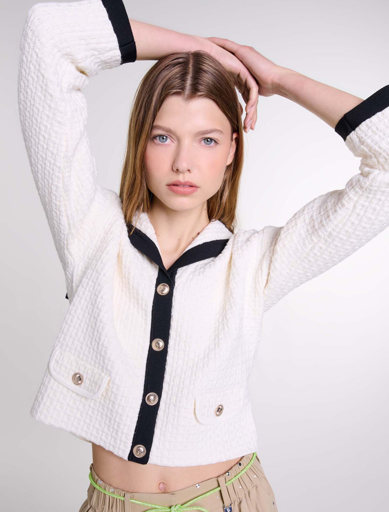 Contrast collar cardigan