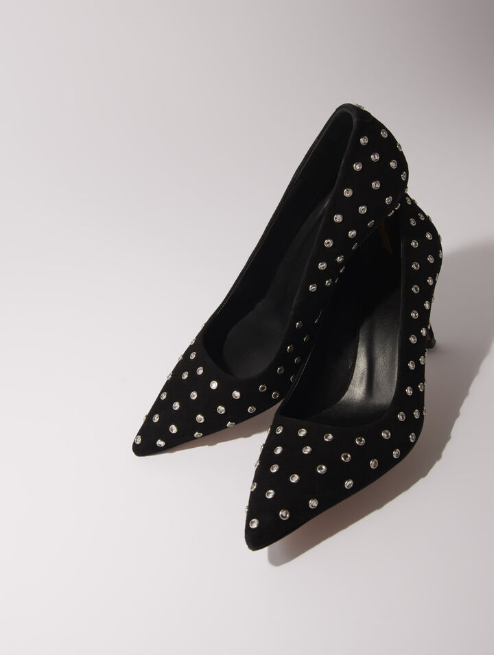 Rhinestone pumps with pointed toes