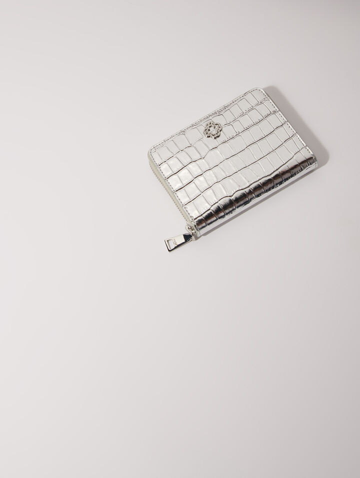 Mock croc leather wallet