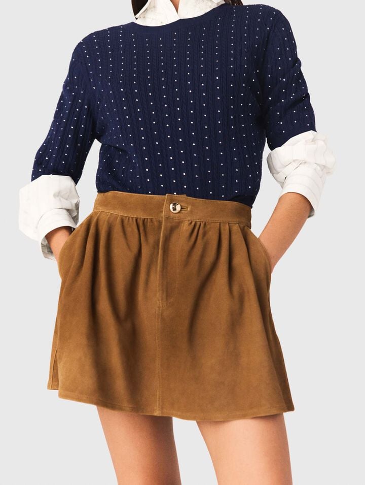 Short suede skirt