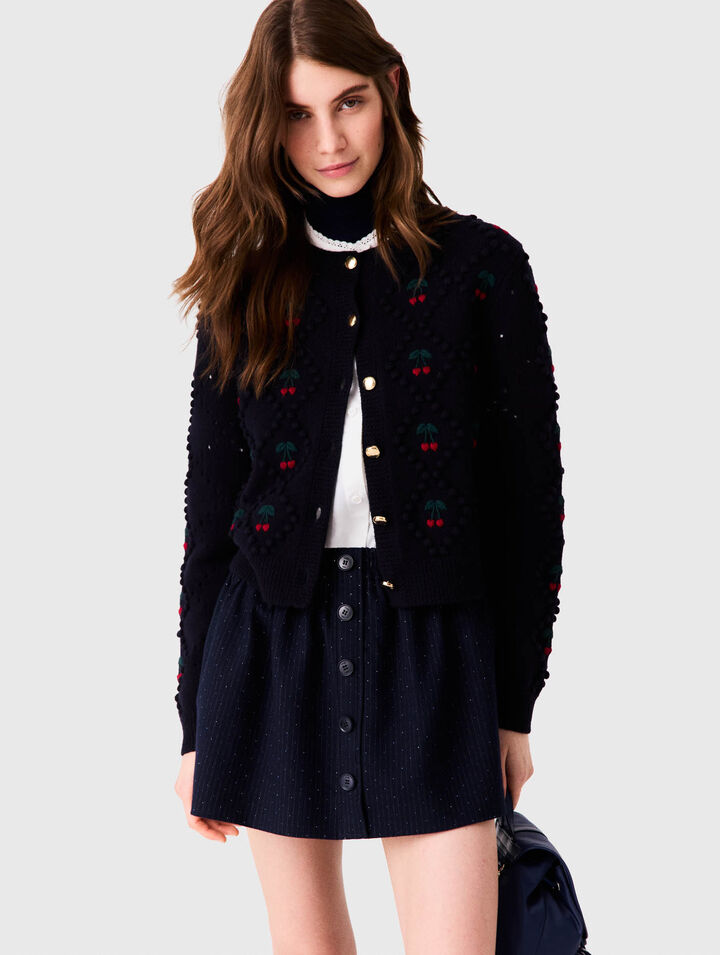 Embroidered cherry cardigan