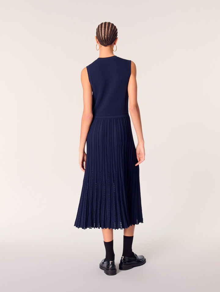 Pleated knit maxi dress