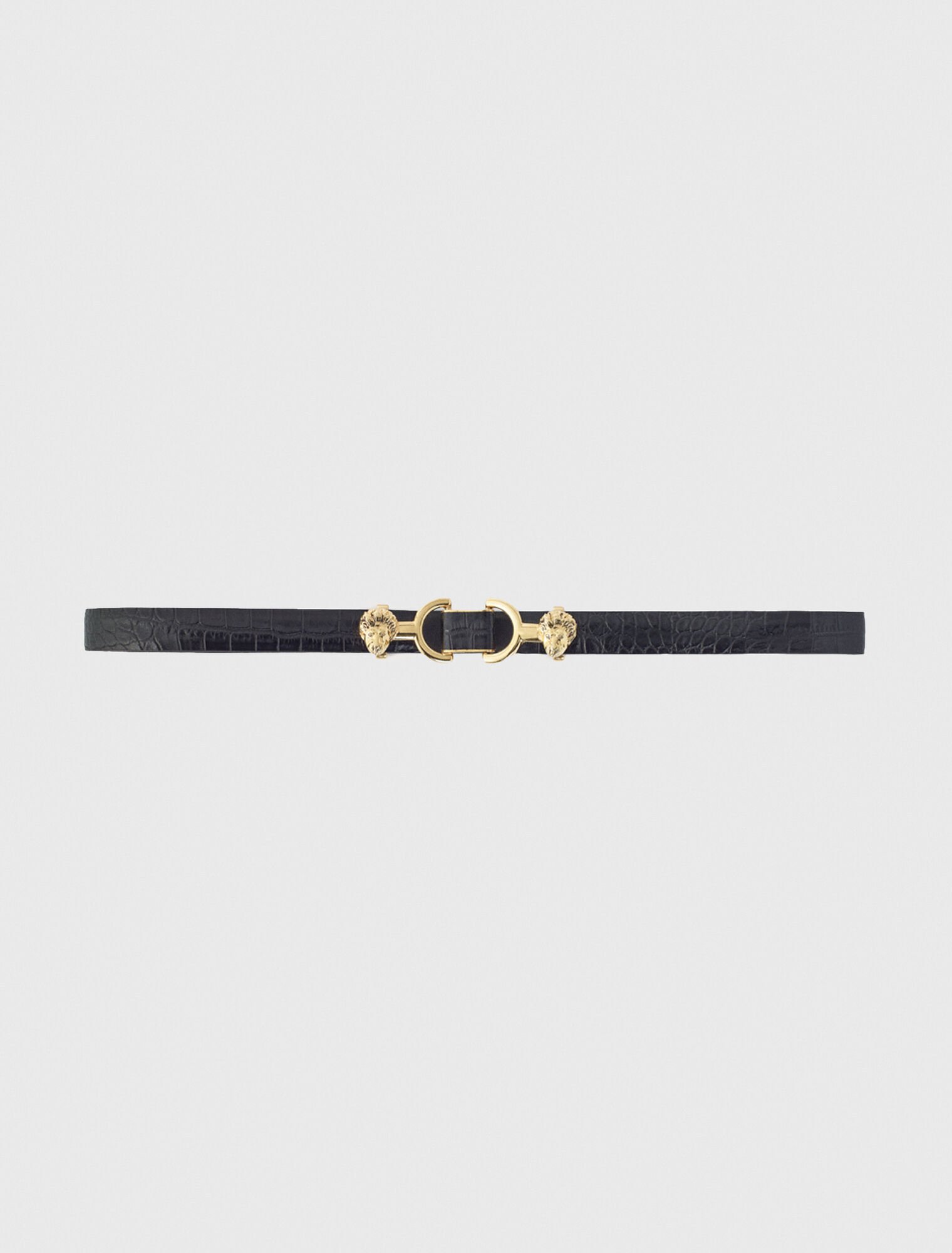 Thin leather belt with lion bit