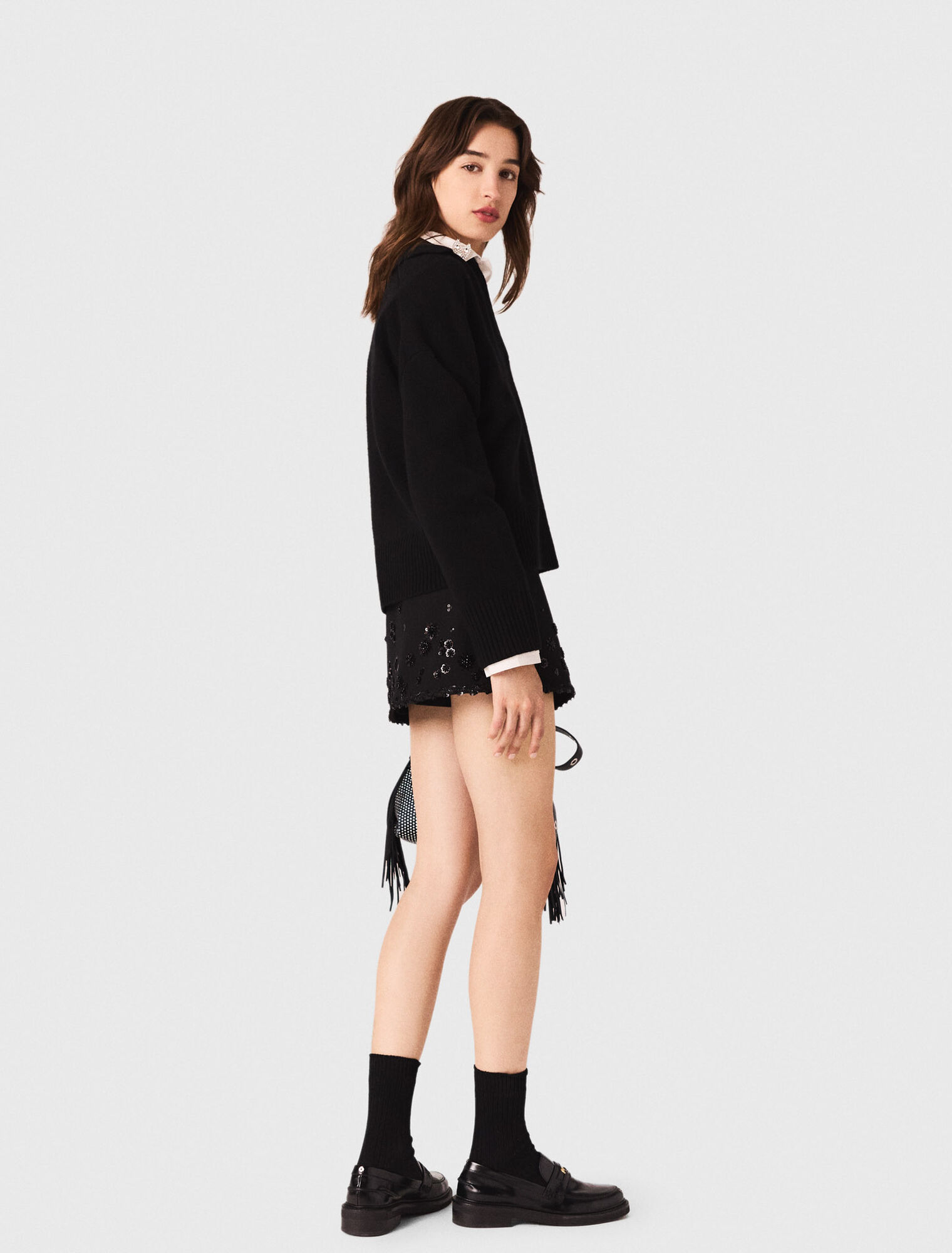 Open polo collar jumper