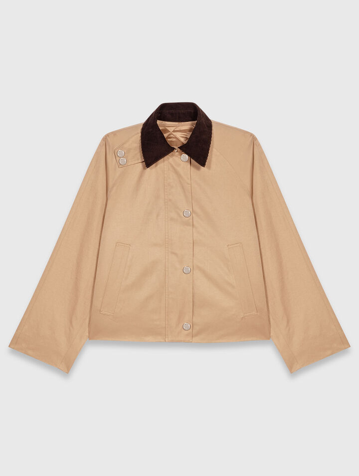 Trapeze jacket with contrast collar