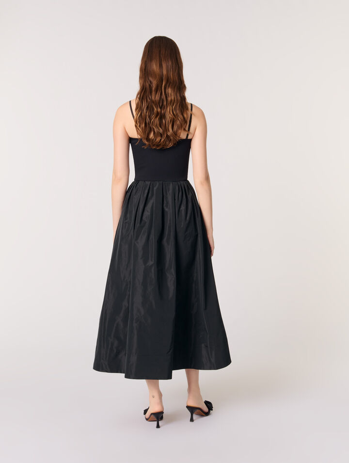 Strapless mesh and taffeta dress