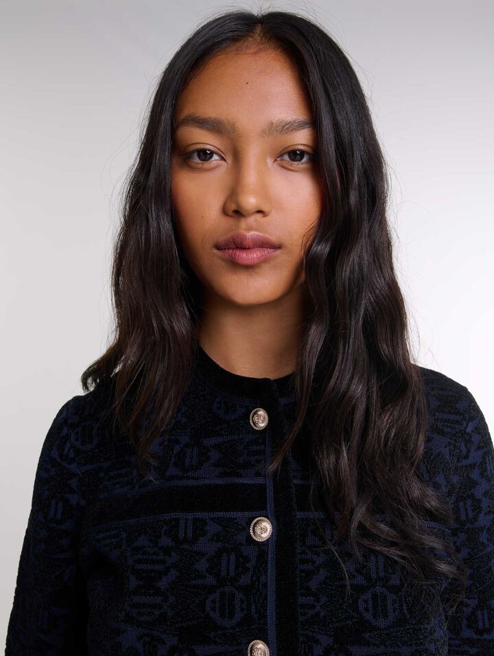Velvet knit cardigan