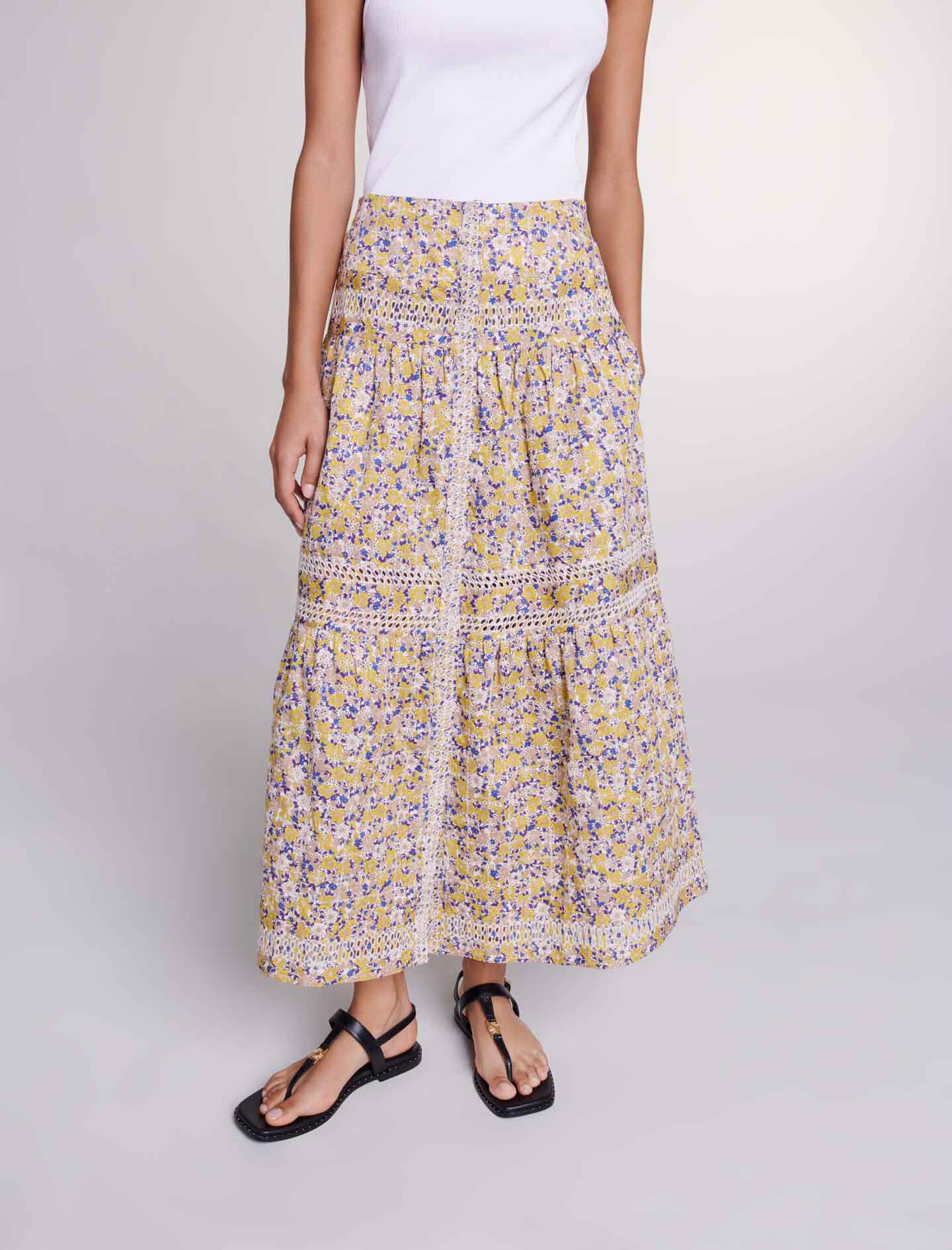 Long floral skirt uk cheap
