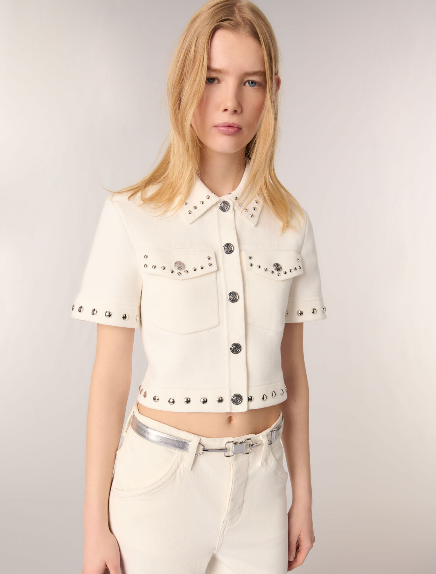 Metallic leather belt