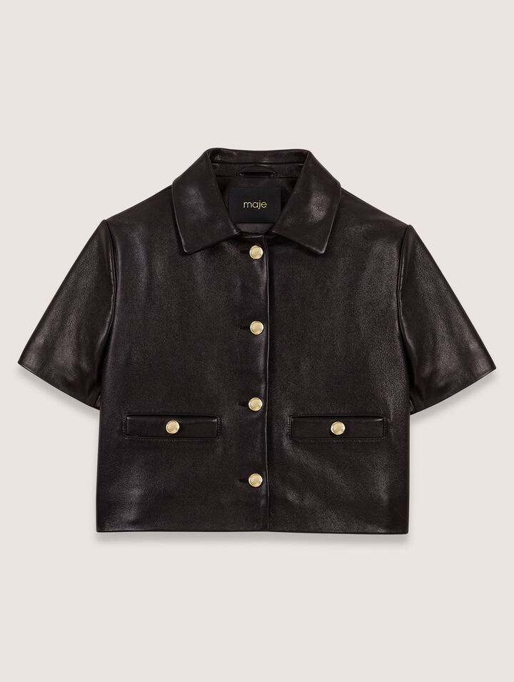 Cropped leather jacket