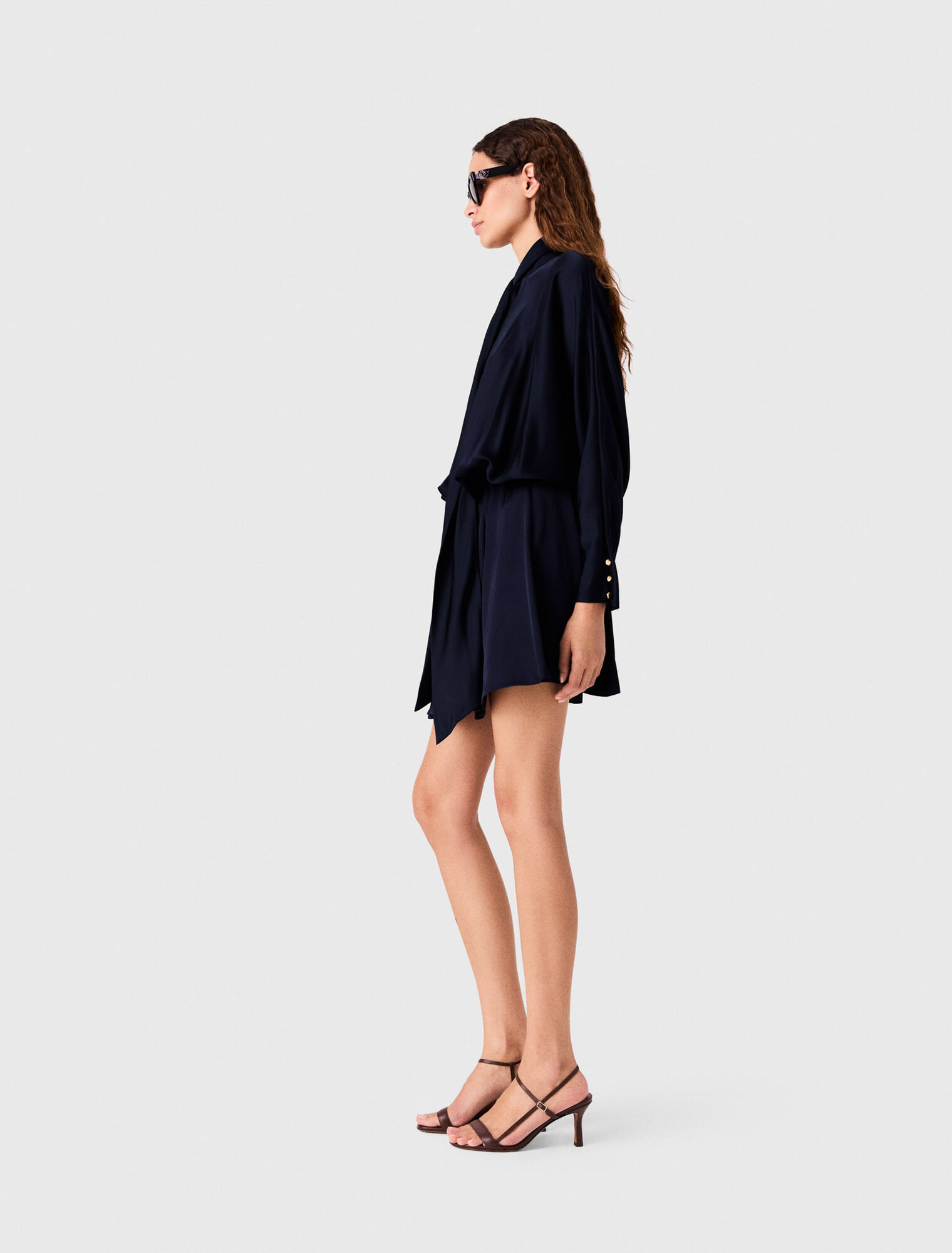 Short draped satin dress