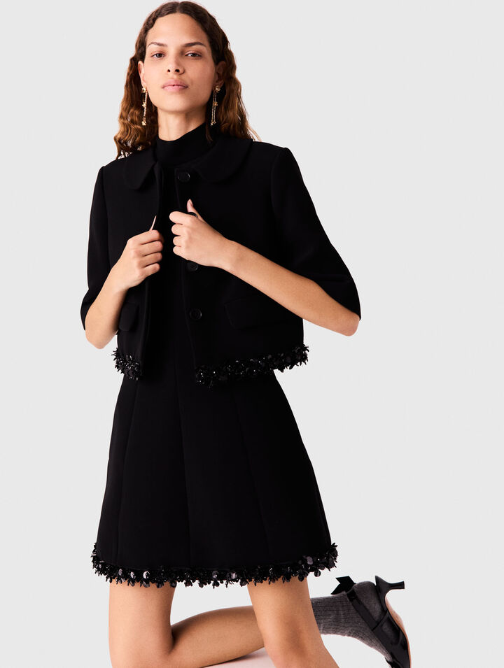 Short crepe jacket with pearls