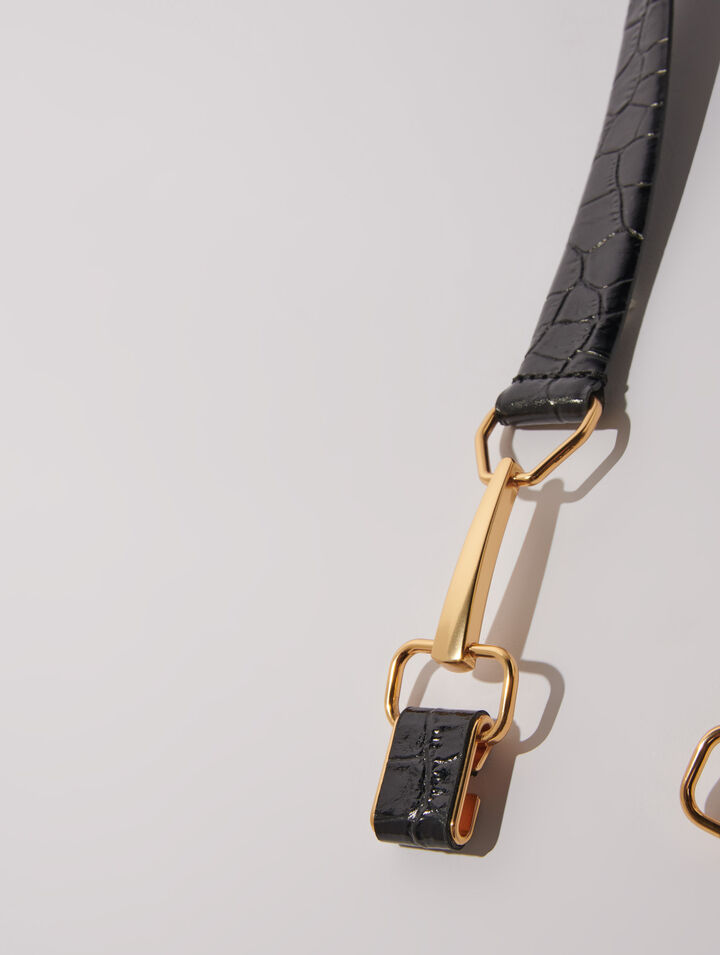 Leather belt with horse bit buckle