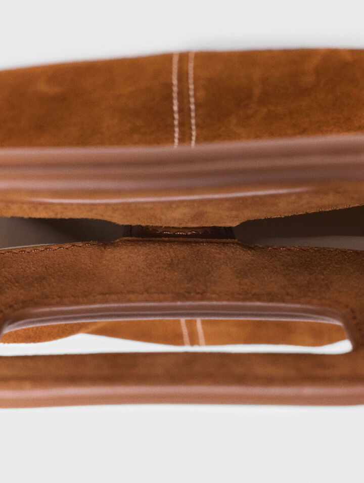 Topstitched suede M bag