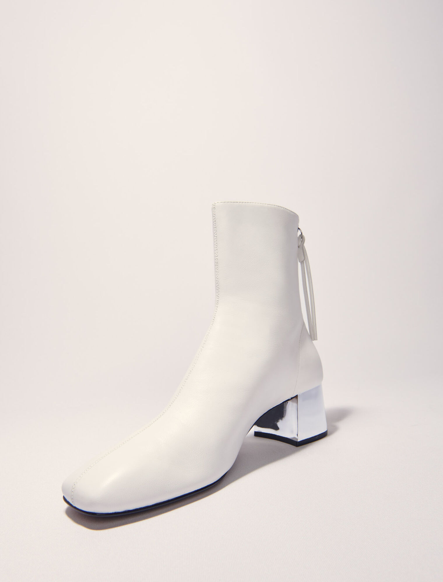 Square-toed leather boots