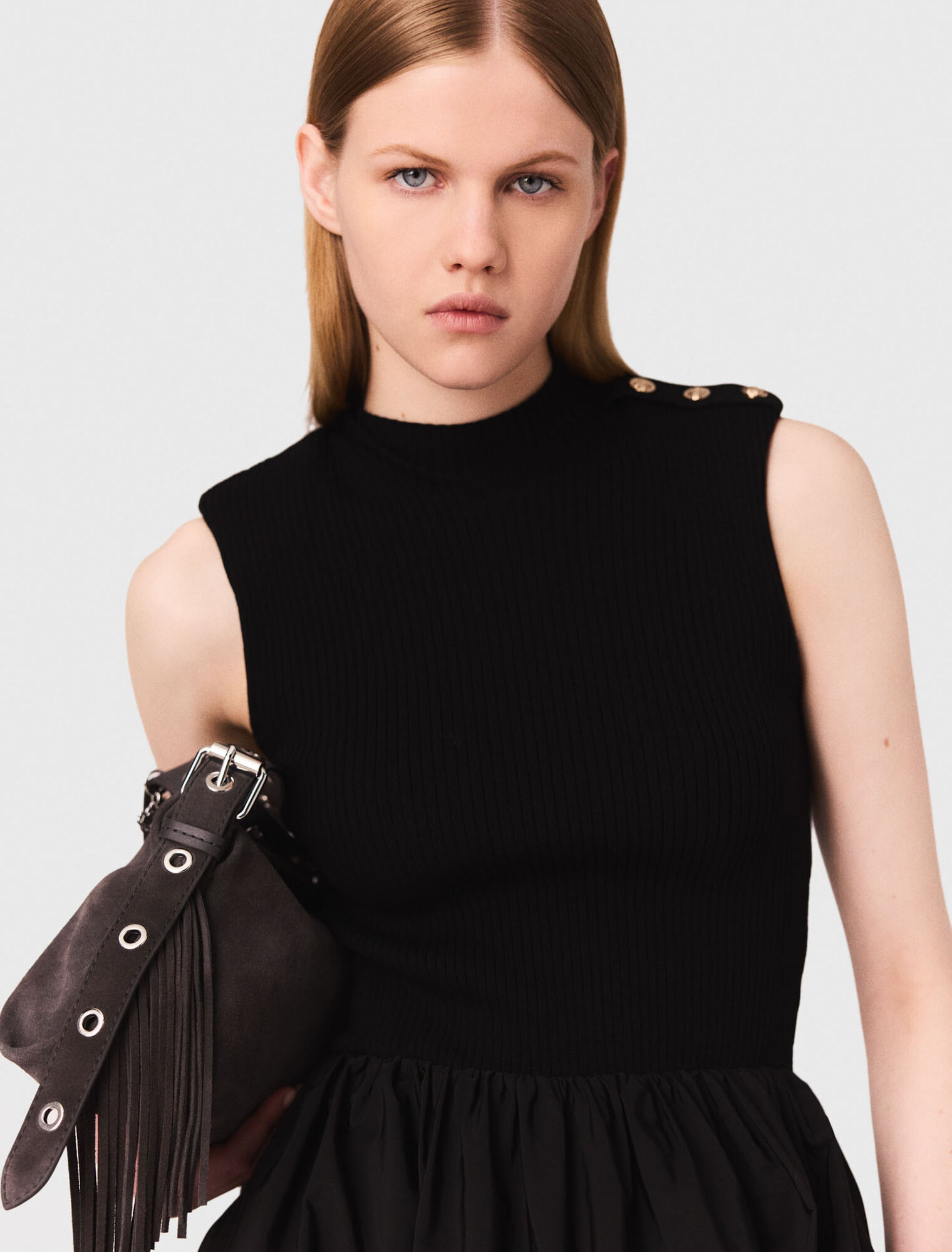 Short mesh and taffeta dress