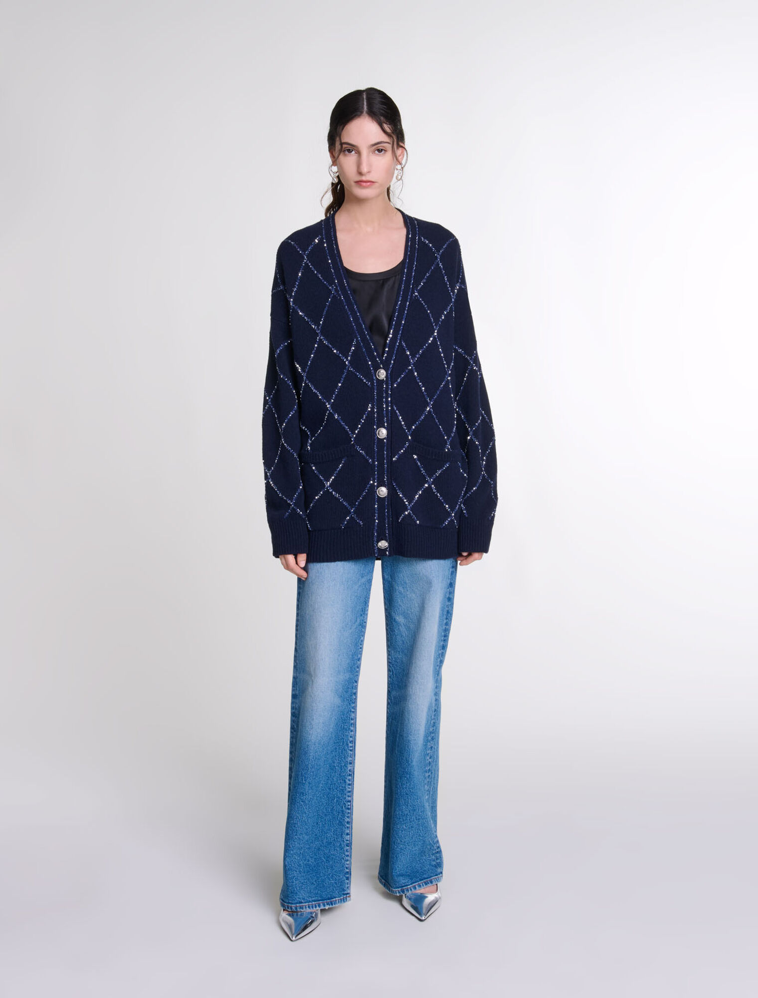 Longline wool cardigan