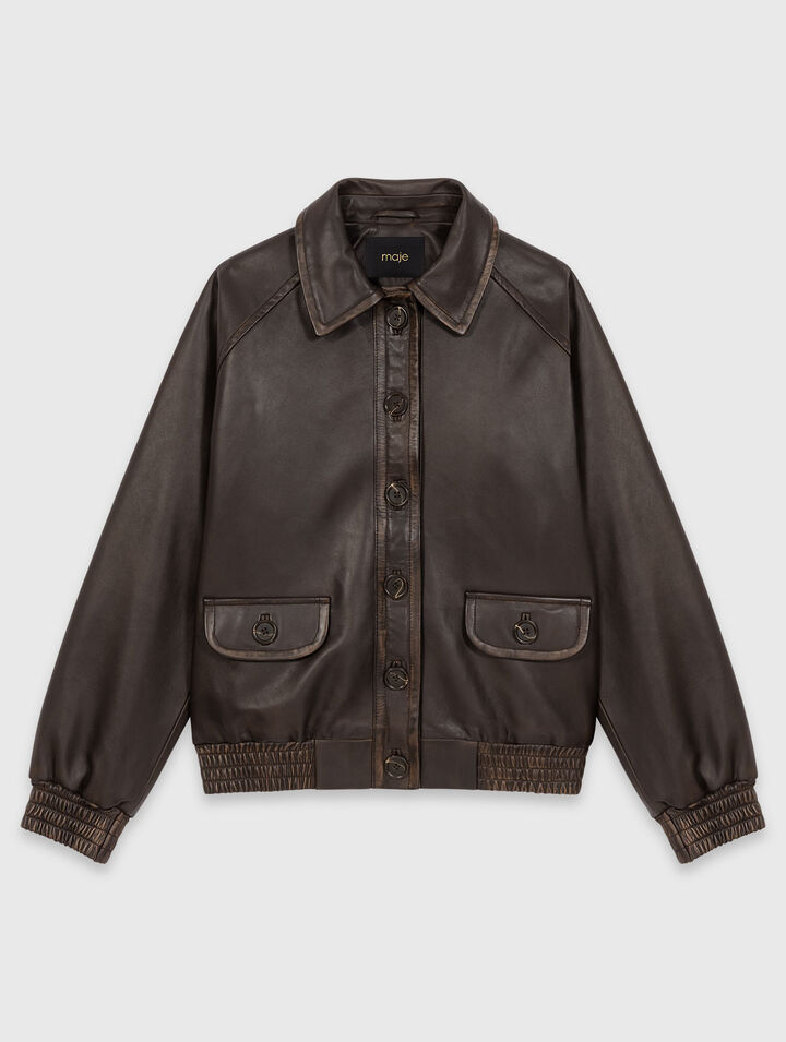 Cropped leather jacket