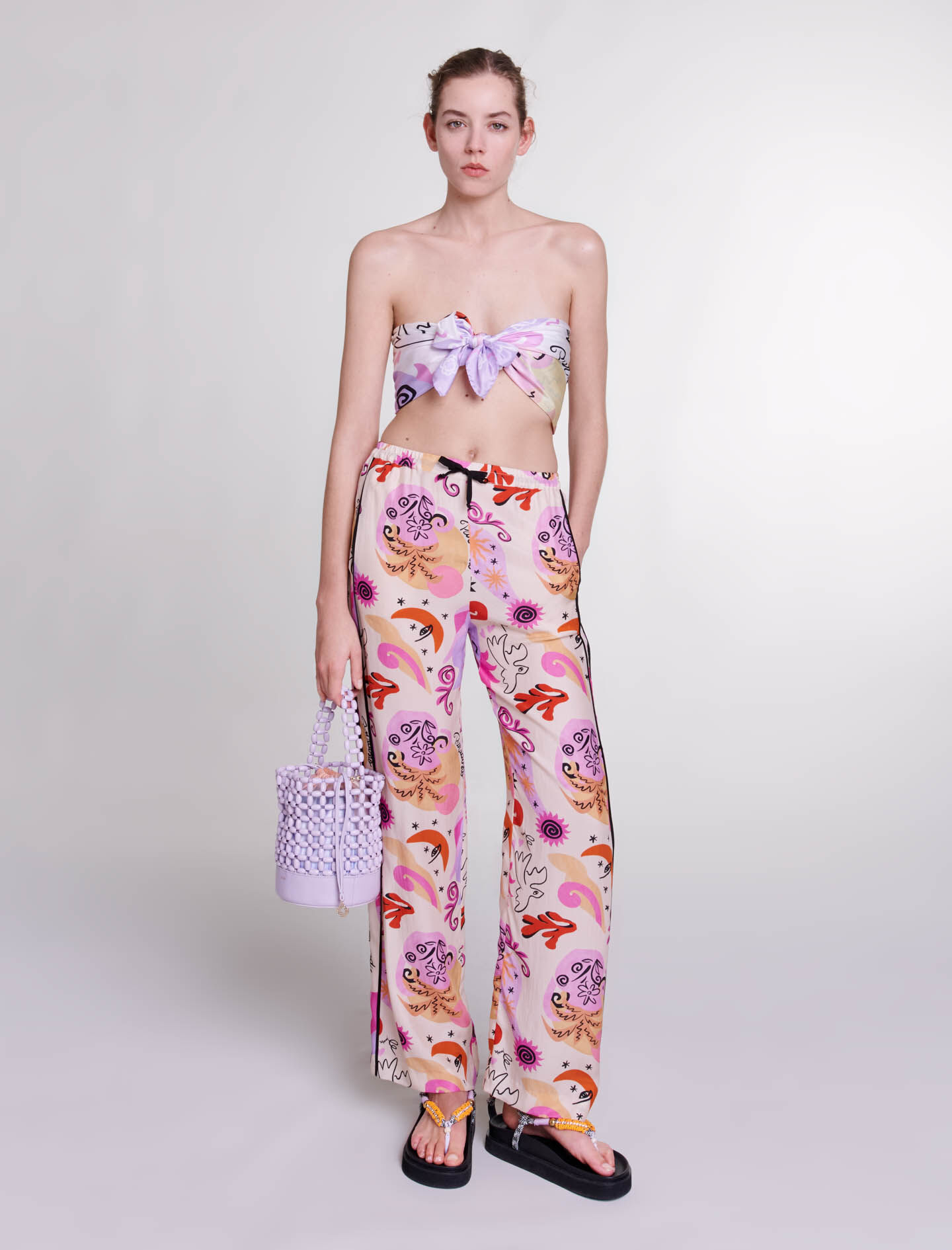 Womens silk pants evening wear top