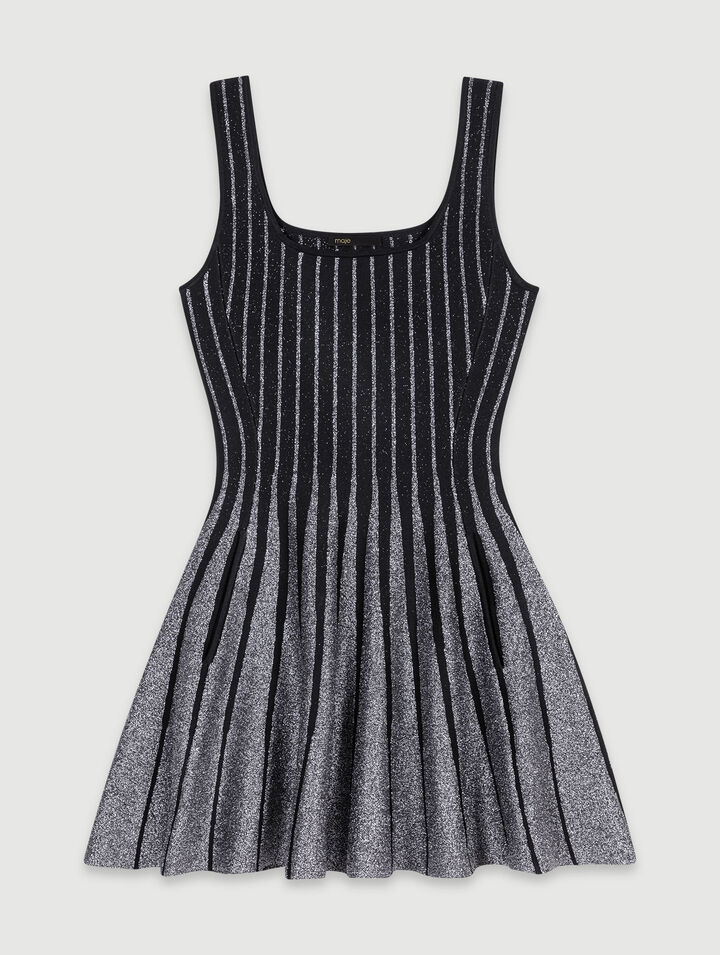 Maje Glittered Mini Dress In Black/glitter