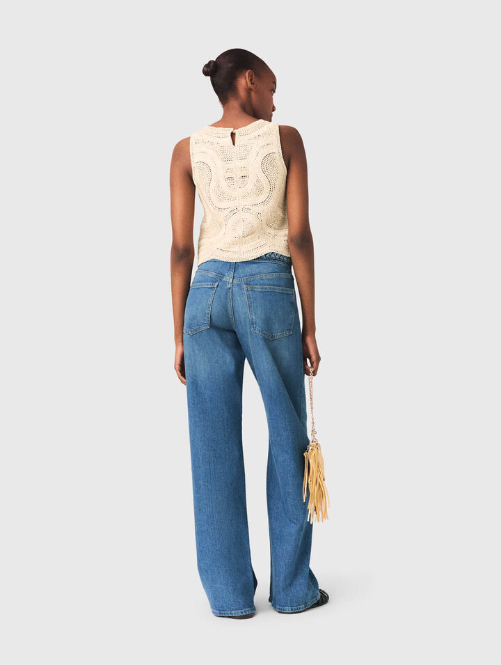 Sleeveless crochet-knit top