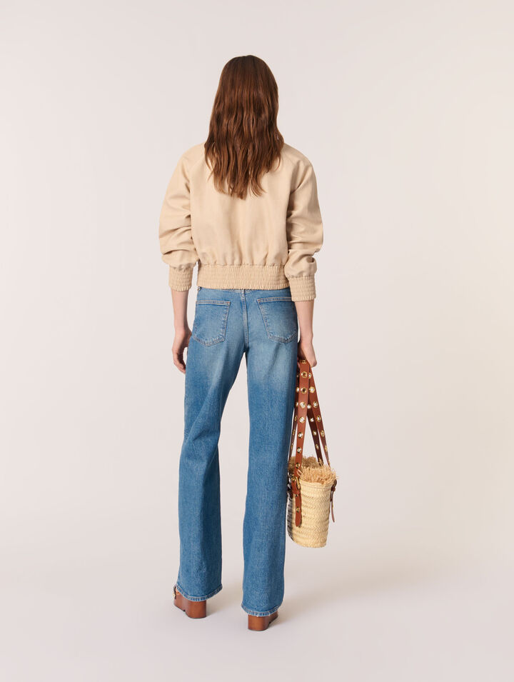 Linen and cotton bomber jacket