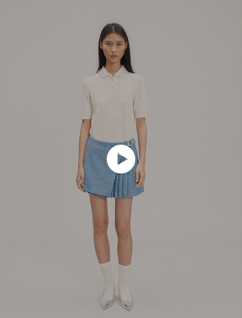 Pleated tweed skort - Offline_Skirts-Shorts | Maje
