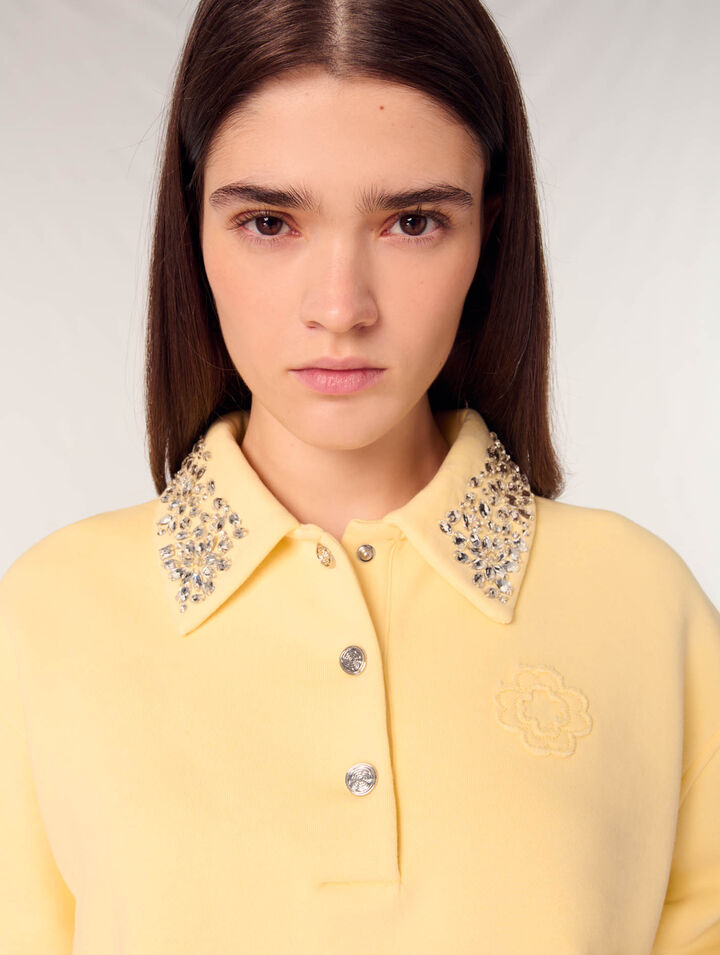 Jewellery collar cropped sweater