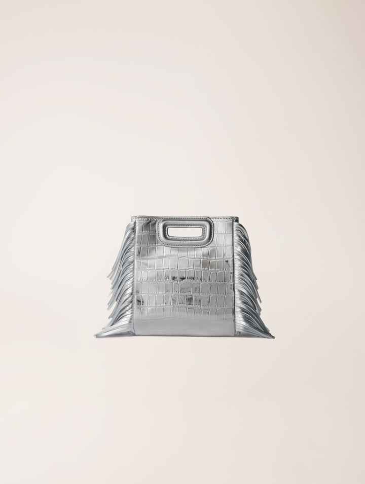 Mini embossed-leather M bag with chain