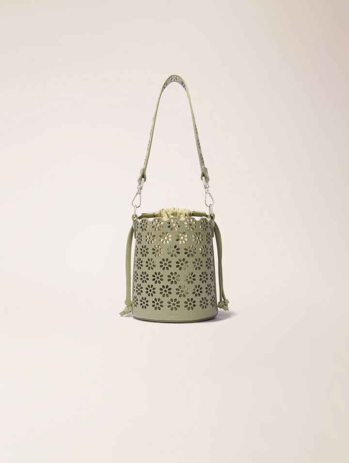Perforated leather bucket bag
