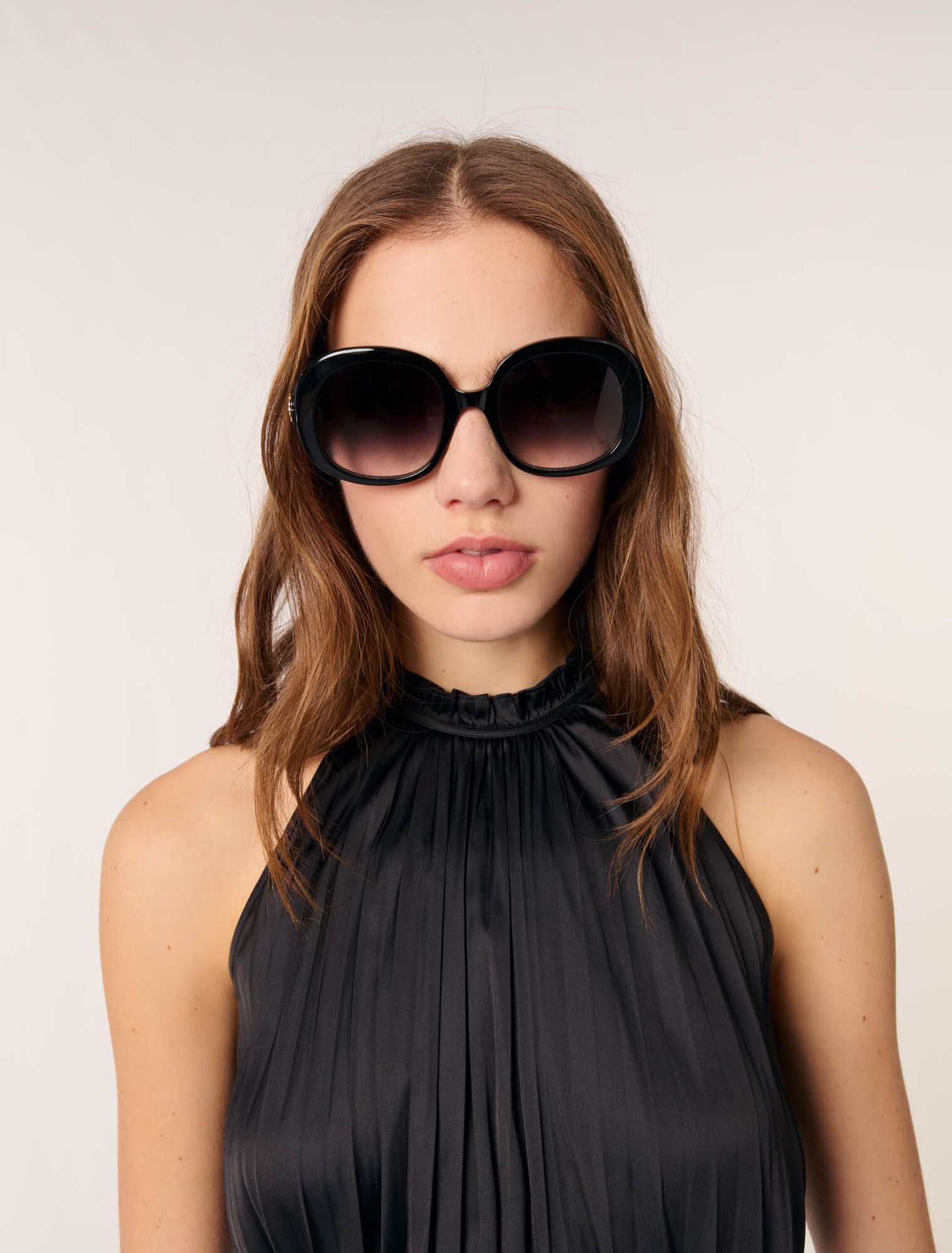 Pleated satin top