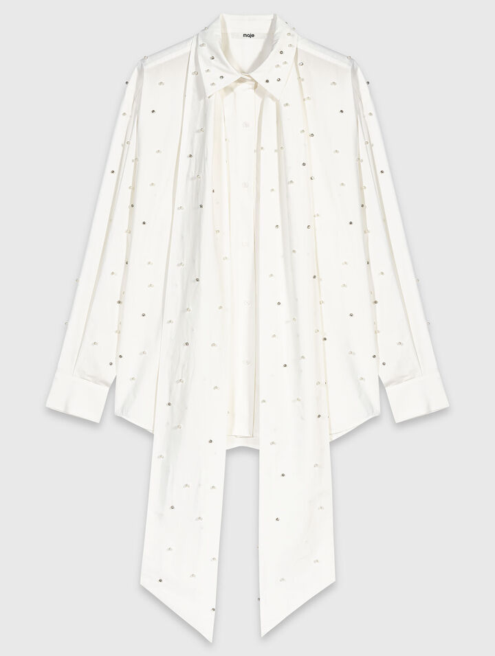 Rhinestone shirt with tie