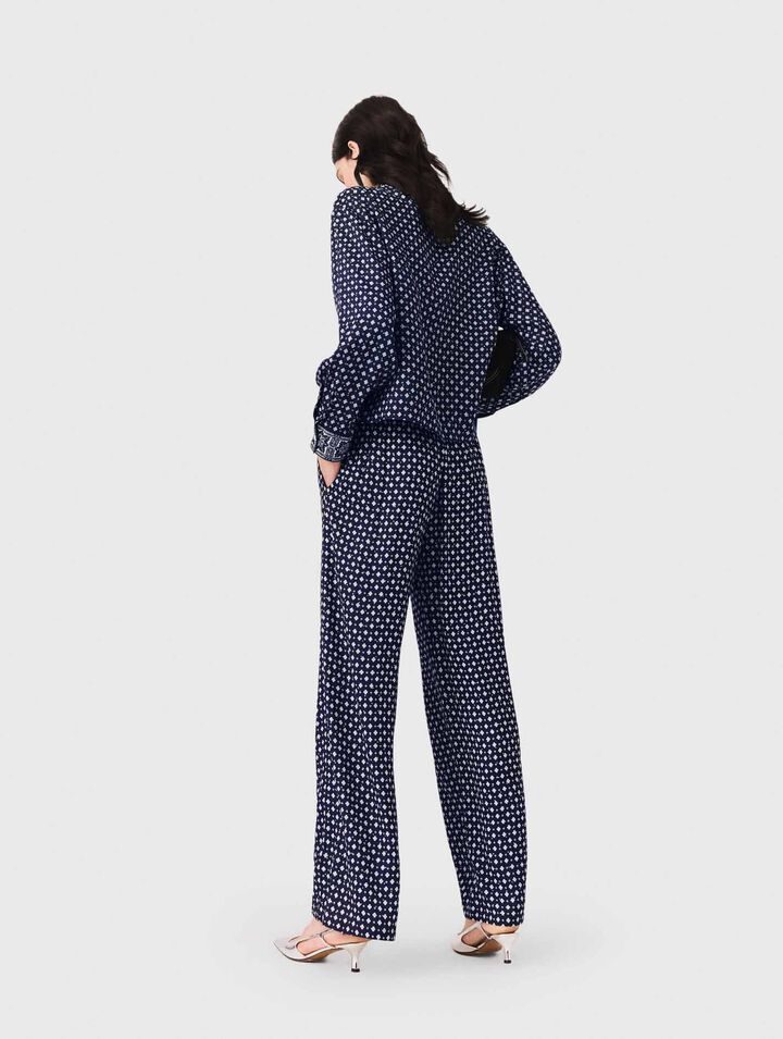 Patterned rhinestone trousers