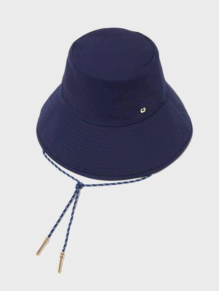 Cotton floppy hat with cord